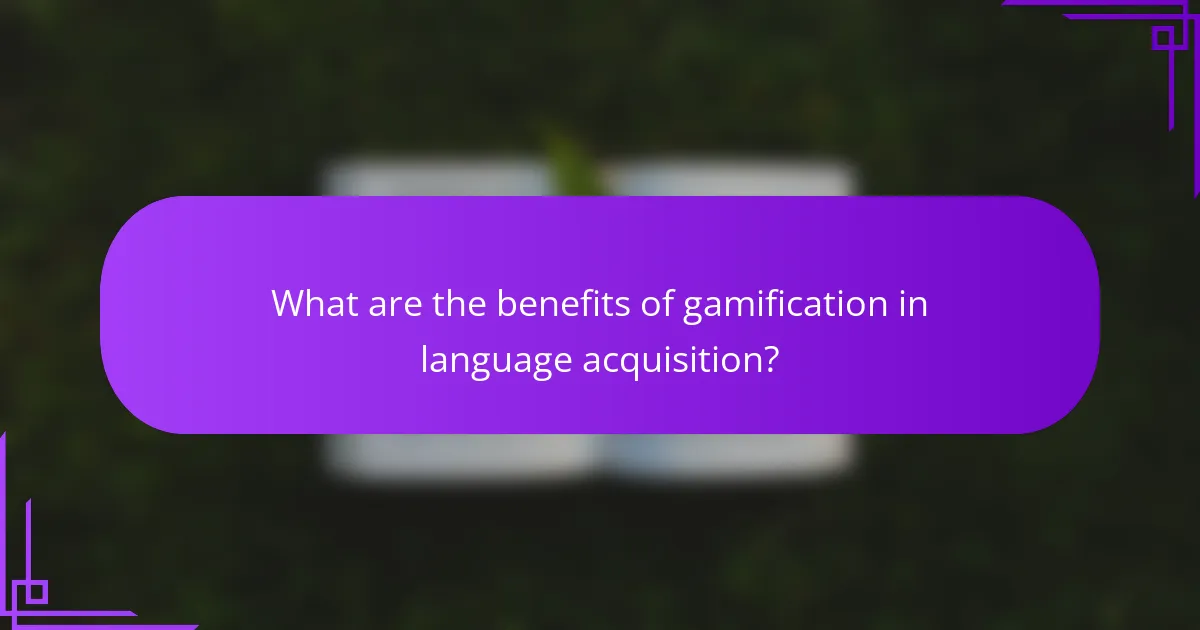 What are the benefits of gamification in language acquisition?